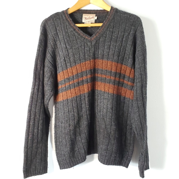 Woolrich Sweaters | Woolrich Vneck Rib Knit Striped Sweater L | Poshmark